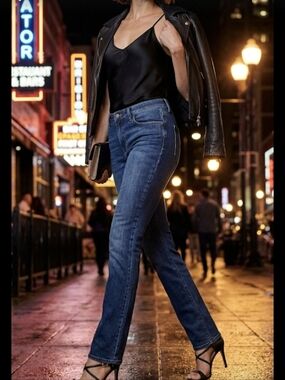 Lee Women's Straight Leg Dark Blue Denim Jeans